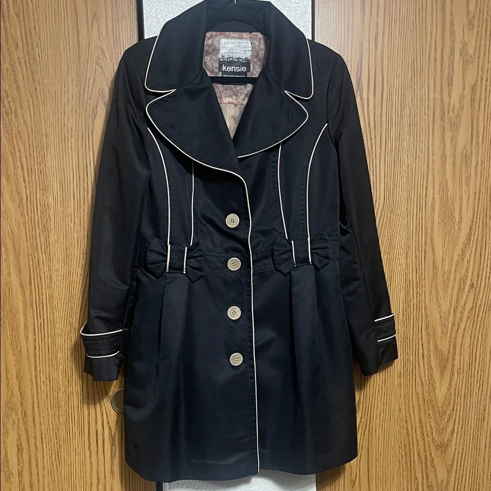 Kensie Black Trench Coat with Cream Piping
#17 - Picture 1 of 6